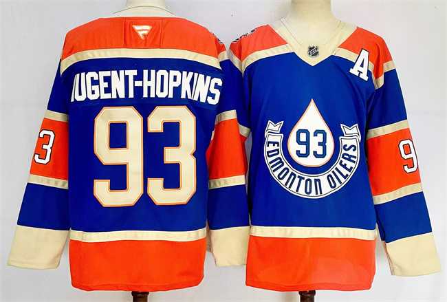 Men%27s Edmonton Oilers #93 Ryan Nugent-Hopkins Royal 2024-25 With A Patch Heritage Classic Primegreen Stitched Jersey